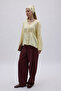 Pile Detailed V-Neck Shirt Yellow - 3