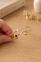 Women's Gold Color Clover Figured Baguette Stone Double Row Clasp Bracelet - 5