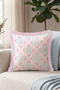 Tile Patterned Elegant Fringed Pillowcase - Ottoman Bohemian Blue Cream Pink Tassel Throw Pillow Cover - 6