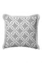 Elegant Fringed Pillowcase with Damask Floral Motif - Authentic Floral Black Gray Tassel Throw Pillow Cover - 6