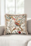 Decorative Bird Motif Fringed Pillowcase - Botanical Beige Green Cream Tasseled Throw Pillow Cover - 3