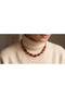 Handmade Burgundy Glass Beaded Special Design Necklace - 3