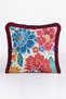 Floral Patterned Colorful Peony Fringed Pillowcase - Floral Ethnic Blue Burgundy Tassel Throw Pillow Cover - 6