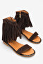 Paloma Women's Genuine Leather Tassel Sandals - Brown Suede - 2