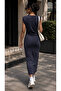 Women's Sleeveless Lycra Flexible Textured Crepe Midi Dress - 3