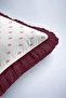 Elegant Floral Patterned Fringed Pillowcase with Border - Minimal Floral Burgundy Tassel Throw Pillow Cover - 8