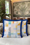 Geometric Abstract Patterned Fringed Pillow Cover - Color Block Bohemian Navy Blue Tassel Throw Pillow Cover - 6