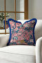 Exotic Tiger Floral Motif Fringed Pillowcase - Tropical Bohemian Navy Blue Tassel Throw Pillow Cover - 5