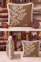 Botanical Leaf Design Fringed Pillowcase - Branch Figured Tan Cream Mink Tassel Throw Pillow Cover - 7