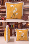 Floral Patterned Yellow Elegant Fringed Pillowcase - Botanical White Mustard Cream Tassel Throw Pillow Cover - 4
