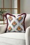 Ethnic Ikat Patterned Fringed Pillowcase - Authentic Anatolian Bohemian Gray Burgundy Tassel Throw Pillow Cover - 2