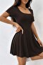 Women's Short Sleeve Square Collar Pocket Detailed Diving Suit Jumpsuit - 4