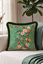 Exotic Bird Floral Fringe Pillowcase - Singing Bird Corner Bohemian Green Black Tassel Throw Pillow Cover - 4