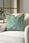Japanese Floral Bird Fringe Pillowcase - Exotic Spring Boho Turquoise Mink Tassel Throw Pillow Cover