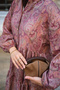 Women's Half Buttoned Mixed Pattern Spacious Dress Cherry Rotten - 5