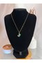 Women's Stainless Steel Gold Color Turquoise Crab Tip Necklace - 4