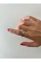 Full Tour Stone Detail Adjustable Silver Steel Ring - 5