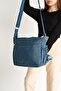 Women's Turquoise Shoulder Bag, Postman Crinkle Fabric Waterproof Crossbody Bag, 26X23Cm - 2