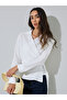 White Textured Long Sleeves Wrap Top