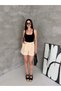 Women's Double Fabric High Waist Classic Shorts with Pleated Detail - 4