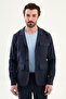 Straight Slim Fit Lapel Collar Pocket 100% Linen Men's Trenchcoat Navy Blue - 21339.26Y - 4