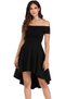 Women's short sleeve madonna neckline front short back long imported crepe wedding/graduation dress - 2