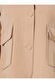 Beige Button-Front Blazer With Flap Pocket - 4