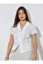 White Eyelet Short Sleeve Casual Shirt - 3