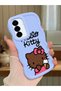 Samsung Galaxy A36 5g Compatible Case Camera Protector Blue Silicone Couple Phone Case Kitty Pattern