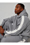 Men's Striped Detail Hooded Sweatshirt Gray - 2