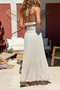 Beige Lined Pleated Cotton Strapless Woven Dress Skirt 100 40 - 4