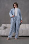Women's Pearl Detailed Denim Kimono Cardigan Bottom-Top Set - 3