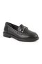 Women's Loafer Daily Comfortable Shoes Black Leather Lightweight Thermo Sole with Metal Accessories L04.702