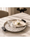 Luhpar Wave Textured Aluminum Round Tray with Black Wooden Handles - 25 cm - 3