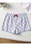 3-Piece Cotton Thin Breathable Satin Ribbon Waist Detail Lemon-Strawberry-Cherry Patterned Shorts Single Bottom Pajamas - 3