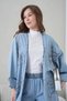 Women's Bead Embellished Denim Kimono Cardigan Set - 3