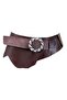 Cressida Asymmetrical Brown Leather Belt with Stone Buckle - 2