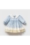 Baby Girl Dress with Bebe Collar and Scallop Detail and Brooch on the Collar - 2