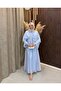 Elin Cloak Detailed Brooched 3-Piece Set |   Blue - 2