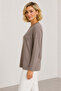 Women's Front Sparkling Stone Printed Long Sleeve Blouse Y26-1067 - Mink - 2