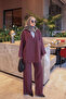 Plum Buttoned Jacket and Pants Set - 2