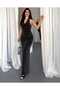 Women's Black Glittery Halter Neck Backless Bodycon Evening Dress Maxi Dress - 7