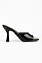 Zri̇n-687 Exclusive Black Patent Leather Single Strap Square Heeled Slippers 9 cm - 6