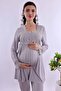 Adjustable Waist Elastic Long Robe Maternity Pajama Set Effortt - Gray - 7