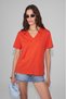 Sheane women's 100% organic cotton v-neck comfort fit red t-shirt