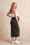 Maternity Gray Viscose Blended High Waist Side Gathered Slit Pencil Skirt Cadance - 3