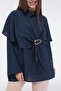-Double Tunic with Cape Buckle Fastening at the Waist, Modal Woven Fabric - 8