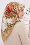 Patterned Cotton Silk Scarf Ls2203 08-Cream-Coral-Green