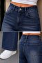 Women's Lycra-Free Regular Waist Palazzo Wide Leg Jean Trousers E7031 - 3