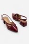 Women's Patent Leather Pointed Toe Cross-Strapped Buckle Short Heeled Open-Back Shoes - 6